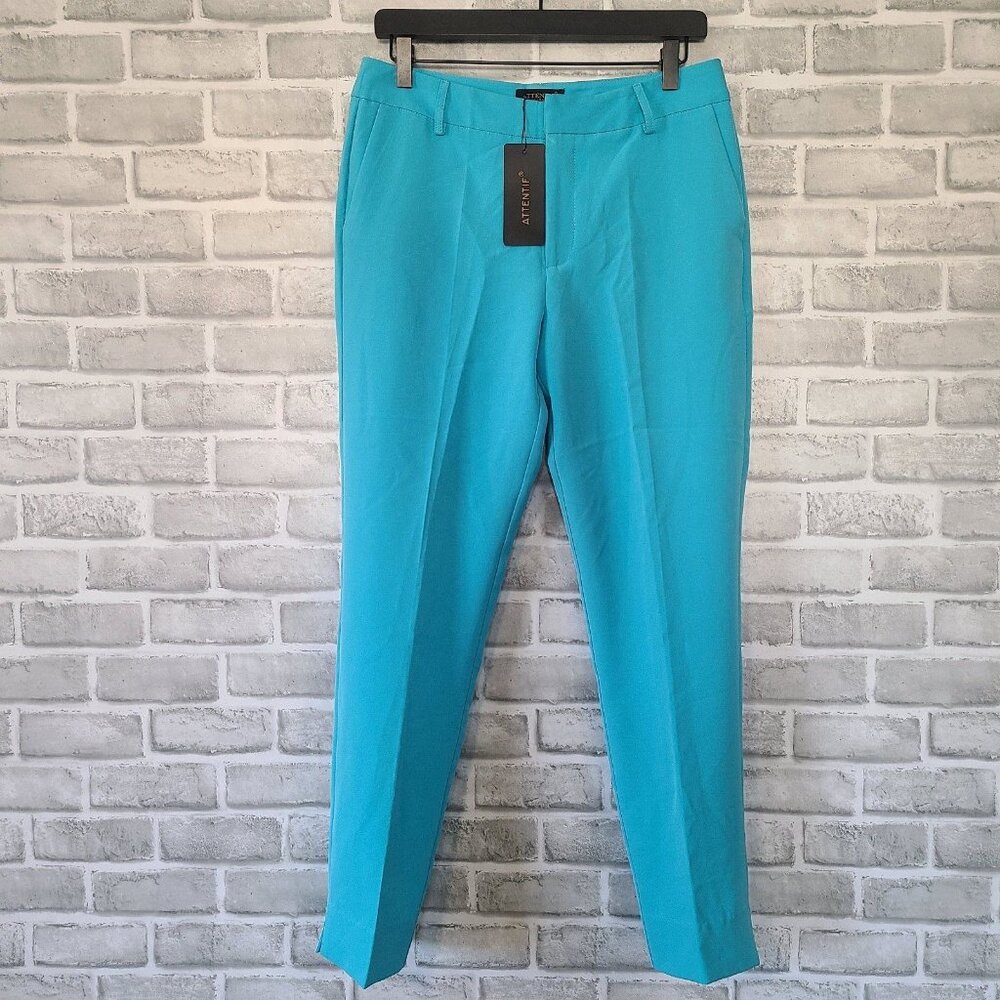 Attentif Teal Blue Womens Casual Pants EU 40 US L NEW
